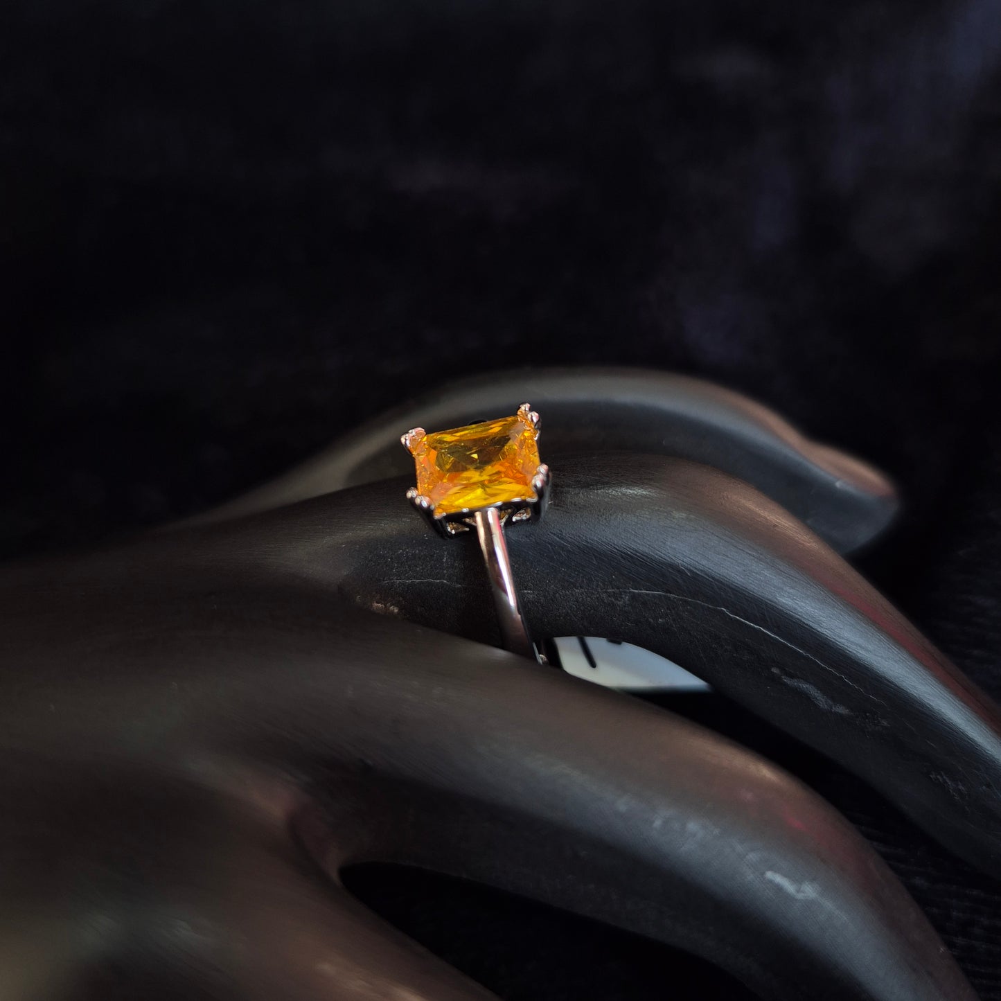 Solitaire Silver Ring Yellow
