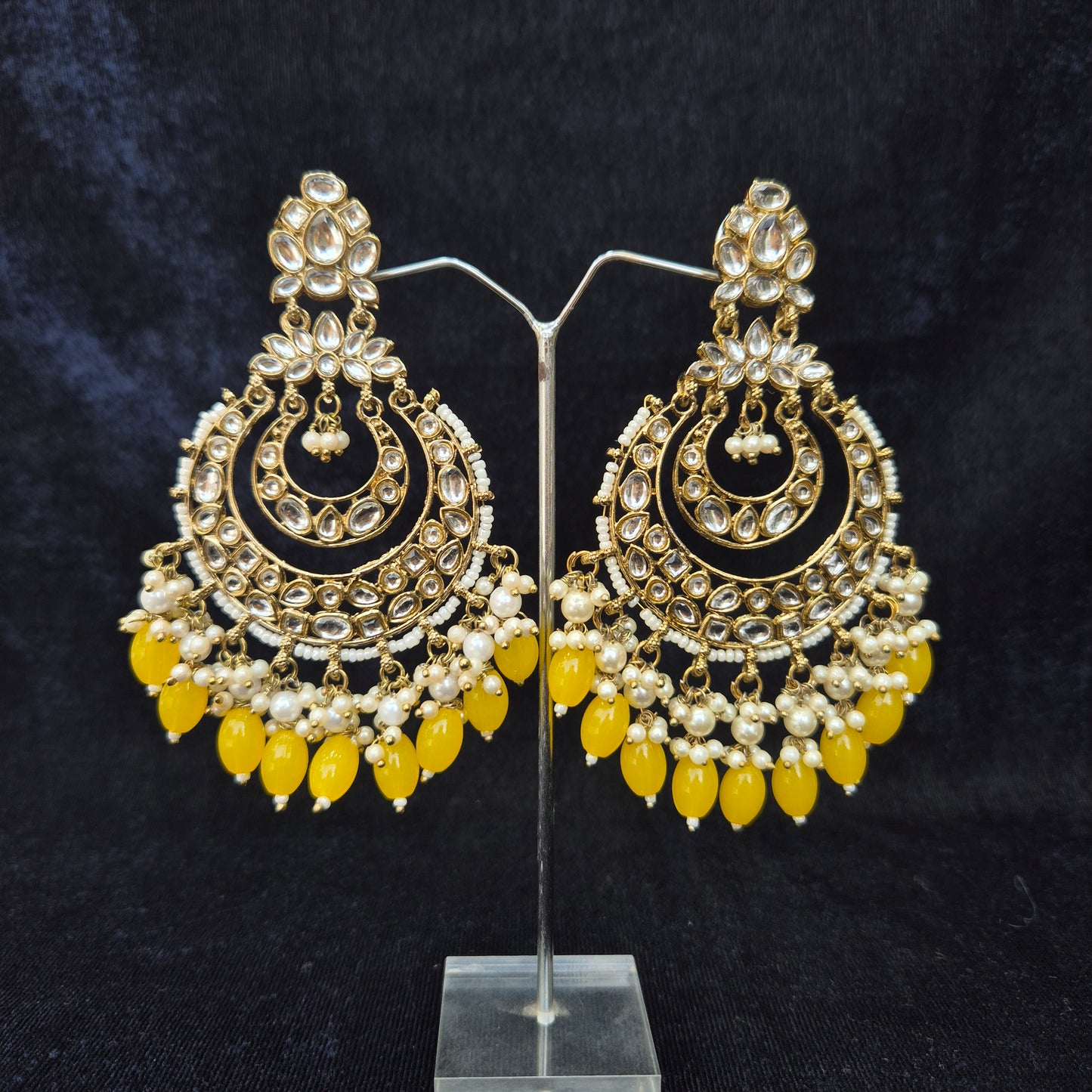 Saral Kundan Chandbali Yellow