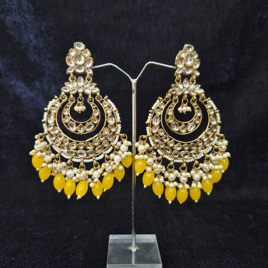 Saral Kundan Chandbali Yellow