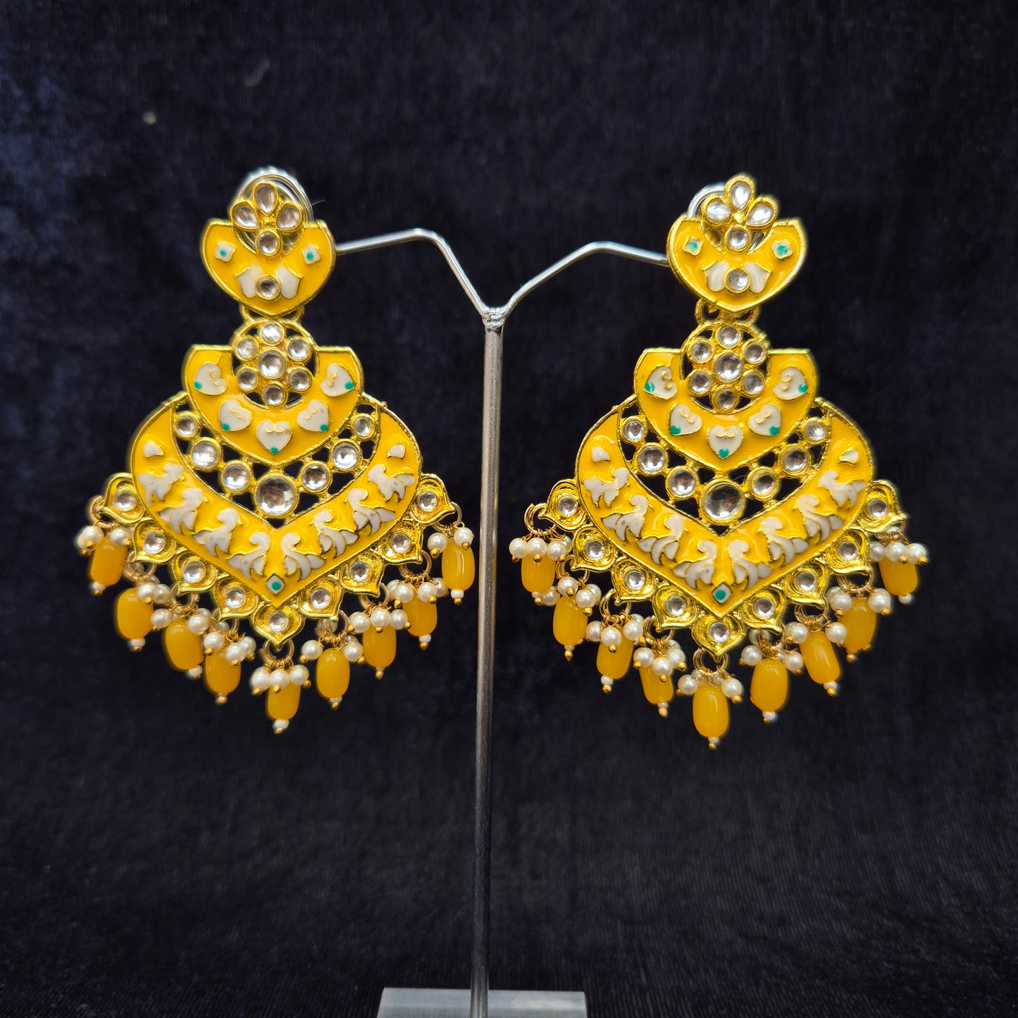 Miraya Meenakari Chandbali Yellow