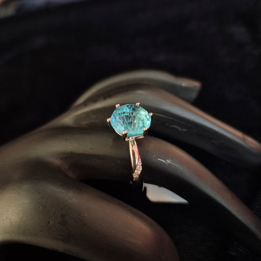 Solitaire Silver Ring Blue