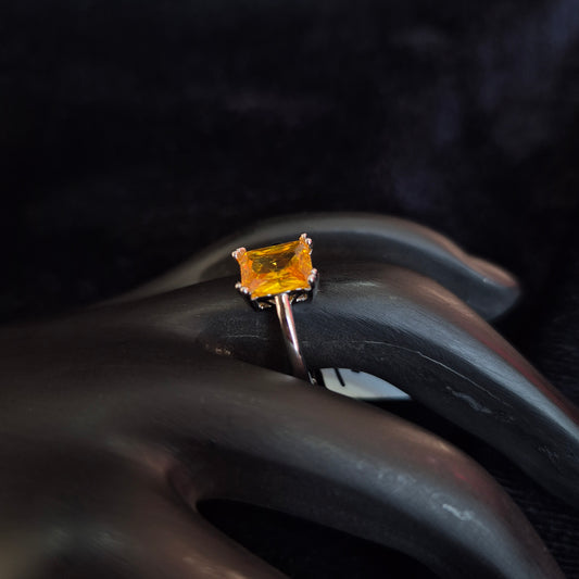 Solitaire Silver Ring Yellow