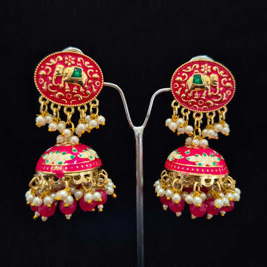 Mehram Elephant Jhumki Pink