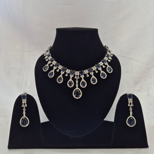 Eesha Drop AD Necklace Blue