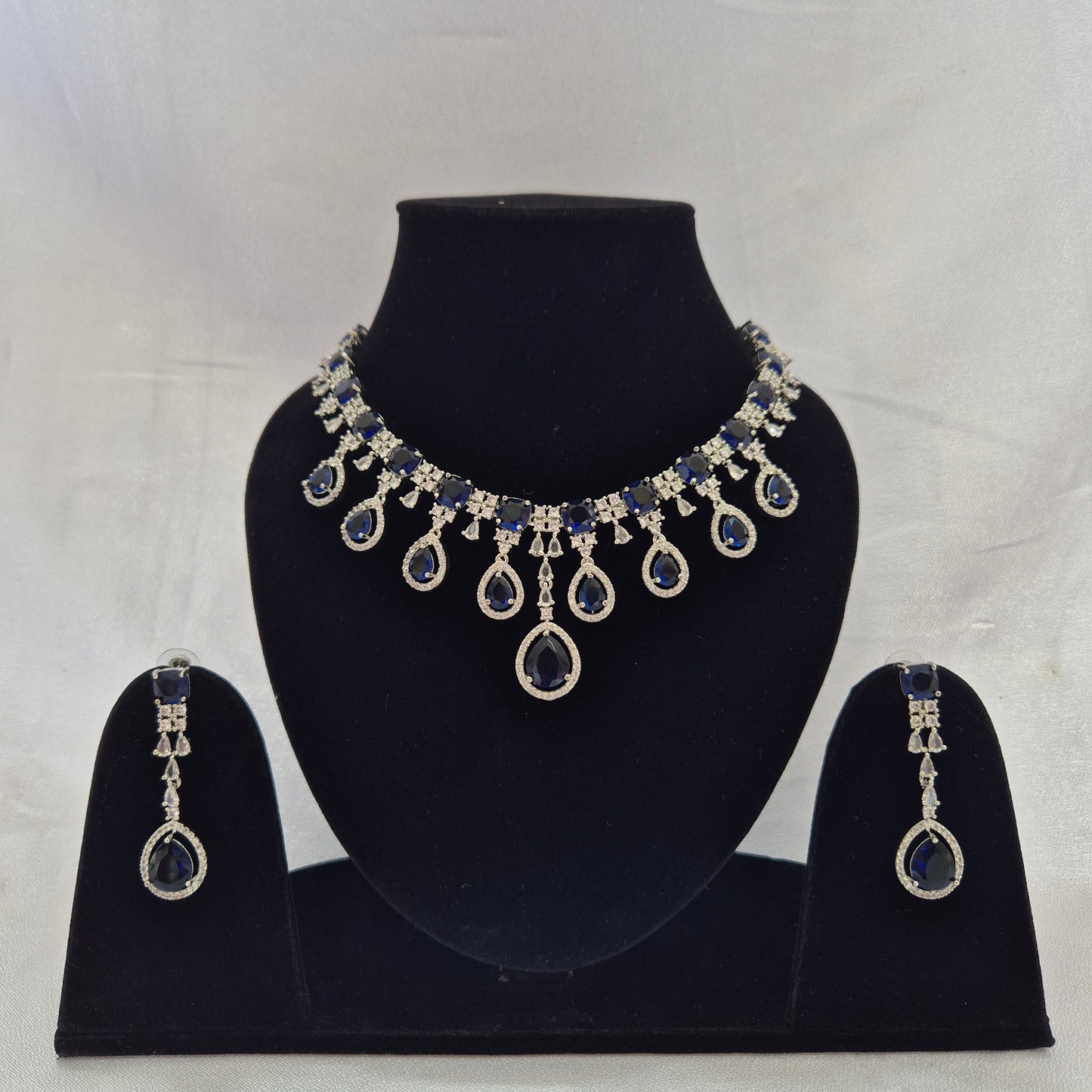 Eesha Drop AD Necklace Blue