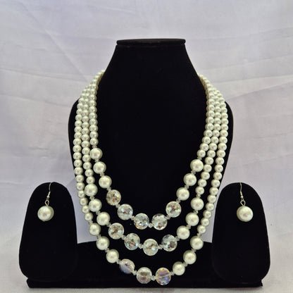 Triple Layered Crystal Pearl Set