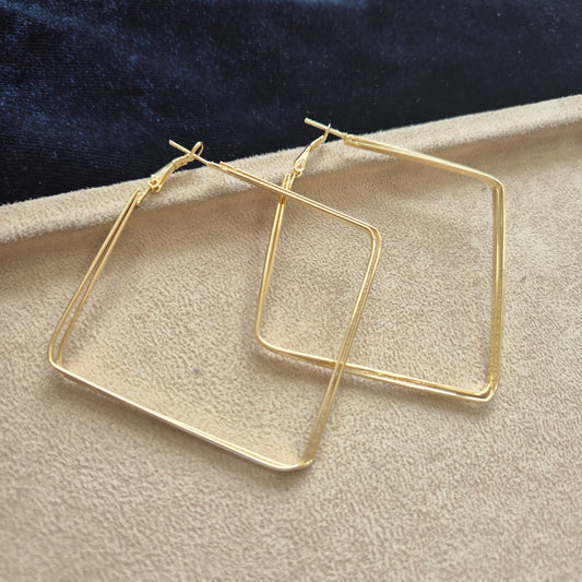 Double Square Hoops Big Gold