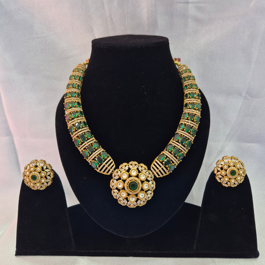 Hasli AD Necklace Green