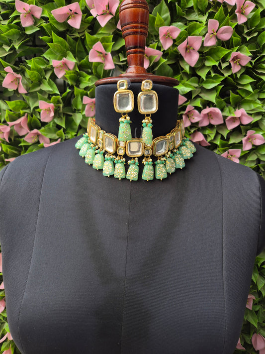 Mint Green Kundan Set