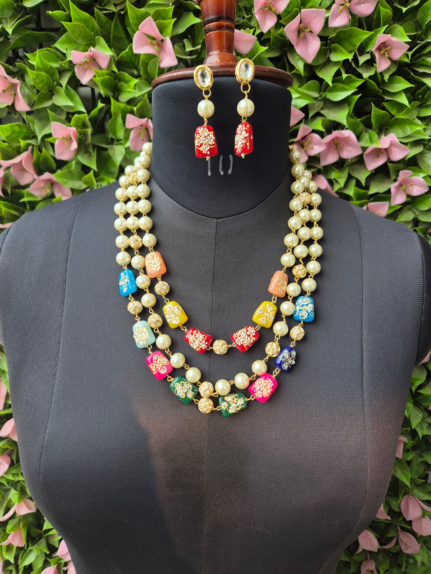 Meenakari Pearl Set