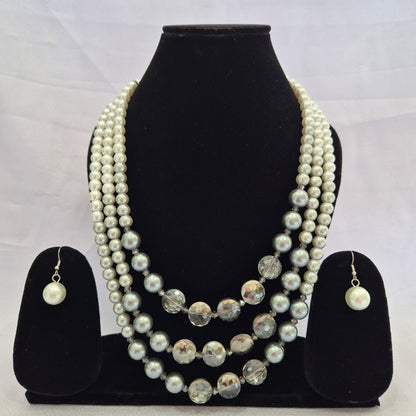 Triple Layered Crystal Pearl Set