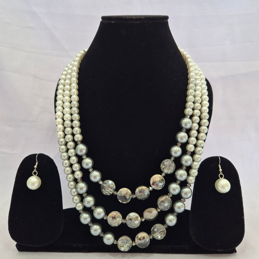 Triple Layered Crystal Pearl Set