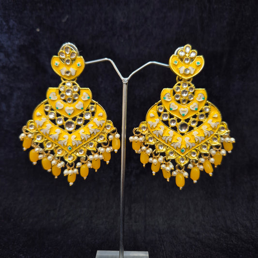 Miraya Meenakari Chandbali Yellow
